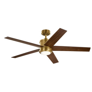 Buy natural-brass-finish-with-walnut-blades Brahm Ceiling Fan with Light by Kichler