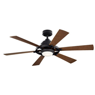 Buy distressed-black-finish-with-walnut-blades Gentry Lite Outdoor (Damp) Ceiling Fan with Light by Kichler