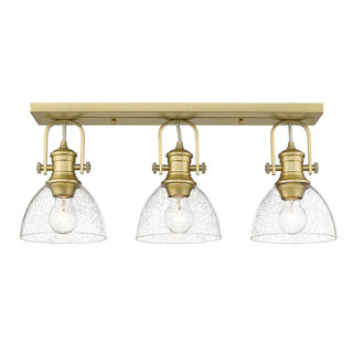 Buy brushed-champagne-brass-with-seeded-glass-glass-and-clear-seedy-shade Hines Outdoor (Damp) Directional Semi-Flush Mount Light by Golden