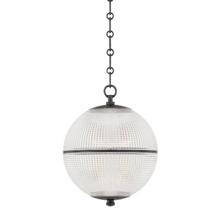 Buy distressed-bronze-with-clear-halophane-glass-and-clear-shade Sphere No. Outdoor (Damp) Pendant by Hudson Valley