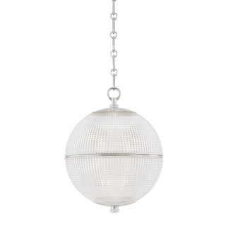 Buy polished-nickel-with-clear-halophane-glass-and-clear-shade Sphere No. Outdoor (Damp) Pendant by Hudson Valley