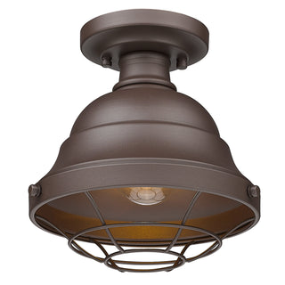 Buy textured-bronze-with-textured-bronze-glass Bartlett Outdoor (Damp) Semi-Flush Mount Ceiling Light by Golden