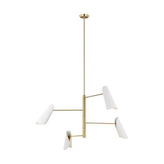 Buy matte-white-and-burnished-brass-with-matte-white-glass-and-white-shade Tresa Outdoor (Damp) Chandelier by Visual Comfort Studio