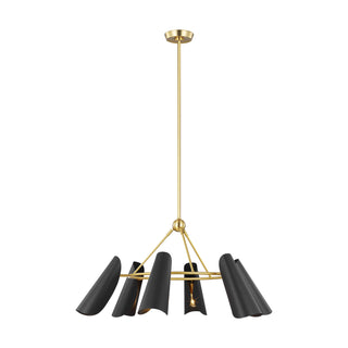 Buy midnight-black-and-burnished-brass-with-midnight-black-glass-and-black-shade Tresa Outdoor (Damp) Chandelier by Visual Comfort Studio