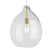 Natural Brass with Teardrop shaped glass pendant Glass and Clear Shade