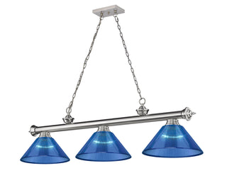 Buy brushed-nickel-with-dark-blue-glass-and-black-shade Cordon Billiard by Z-Lite