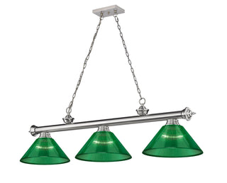 Buy brushed-nickel-with-green-glass-and-green-shade Cordon Billiard by Z-Lite