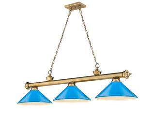 Buy rubbed-brass-with-electric-blue-glass-and-blue-shade Cordon Billiard by Z-Lite