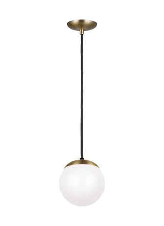 Buy satin-brass-with-smooth-white-glass-and-white-shade Leo-Hanging Globe Outdoor (Damp) Pendant by Visual Comfort Studio