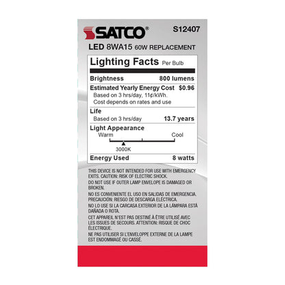 8.2 Watt (75 Watt Equivalent) Medium A15 120V LED 3000k Light Bulb by Satco