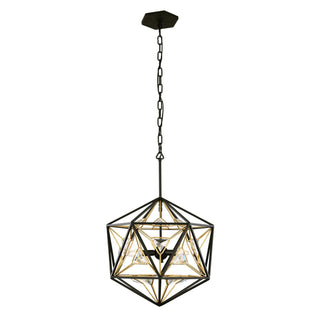Buy matte-black-french-gold-with-triangular-optic-crystal-glass-and-clear-shade Marcia Pendant by Varaluz