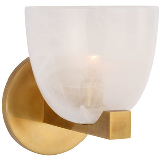 Buy hand-rubbed-antique-brass-with-white-strie-glass-glass-and-white-shade Carola Outdoor (Damp) Sconce by Visual Comfort Signature