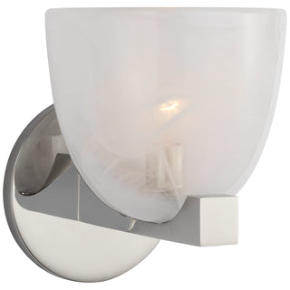 Buy polished-nickel-with-white-strie-glass-glass-and-white-shade Carola Outdoor (Damp) Sconce by Visual Comfort Signature