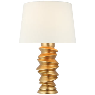 Buy antique-gold-leaf-with-15-x-18-x-12-5-linen-glass Karissa Table Lamp by Visual Comfort Signature