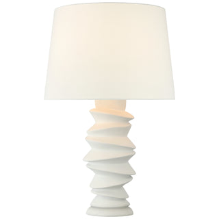 Buy plaster-white-with-15-x-18-x-12-5-linen-glass Karissa Table Lamp by Visual Comfort Signature
