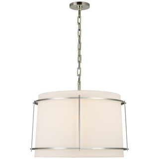 Buy polished-nickel-with-linen-glass-and-white-shade Callaway Outdoor (Damp) Pendant by Visual Comfort Signature