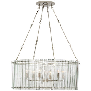 Buy polished-nickel-with-antique-mirror-glass-and-silver-gray-shade Cadence Outdoor (Damp) Chandelier by Visual Comfort Signature