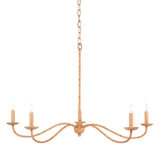 Buy saddle-tan-natural-rattan Saxon Collection Chandelier by Currey and Company