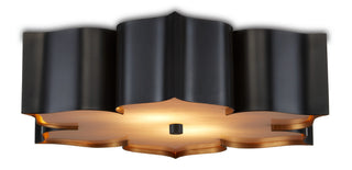 Buy satin-black-contemporary-gold Grand Lotus Collection Flush Mount Light by Currey and Company
