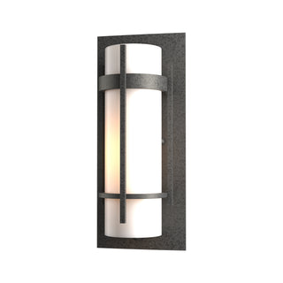 Buy coastal-natural-iron-with-opal-glass-gg-glass-and-white-shade Banded Sconce by Hubbardton Forge