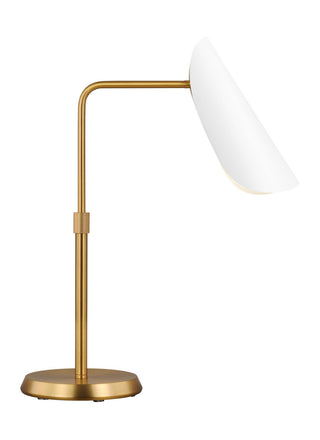 Buy matte-white-and-burnished-brass-with-matte-white-glass-and-white-shade Tresa Table Lamp by Visual Comfort Studio