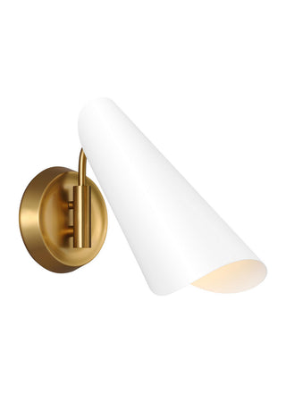 Buy matte-white-and-burnished-brass-with-matte-white-glass-and-white-shade Tresa Outdoor (Damp) Sconce by Visual Comfort Studio