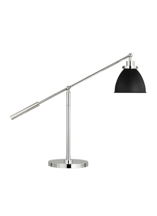 Buy midnight-black-and-polished-nickel-with-midnight-black-glass-and-black-shade Wellfleet Desk Lamp by Visual Comfort Studio