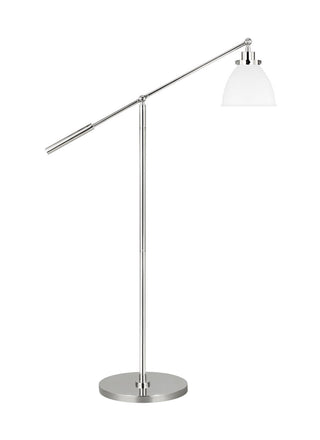 Buy matte-white-and-polished-nickel-with-matte-white-glass-and-white-shade Wellfleet Floor Lamp by Visual Comfort Studio