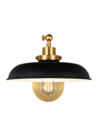 Buy midnight-black-and-burnished-brass-with-midnight-black-glass-and-metal-shade Wellfleet Outdoor (Damp) Sconce by Visual Comfort Studio