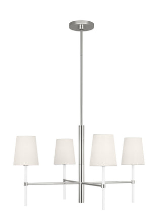 Buy polished-nickel-with-white-linen-glass Monroe Outdoor (Damp) Chandelier by Visual Comfort Studio