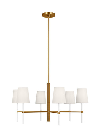 Buy burnished-brass-with-white-linen-glass Monroe Outdoor (Damp) Chandelier by Visual Comfort Studio