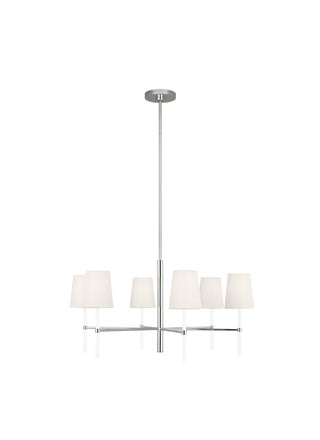 Buy polished-nickel-with-white-linen-glass Monroe Outdoor (Damp) Chandelier by Visual Comfort Studio