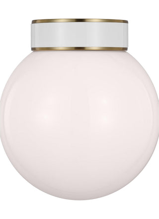 Buy burnished-brass-with-milk-white-glass-and-white-shade Monroe Outdoor (Damp) Flush Mount Light by Visual Comfort Studio