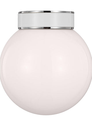 Buy polished-nickel-with-milk-white-glass-and-white-shade Monroe Outdoor (Damp) Flush Mount Light by Visual Comfort Studio