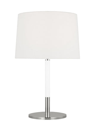 Buy polished-nickel-with-white-linen-glass-and-white-shade Monroe Table Lamp by Visual Comfort Studio