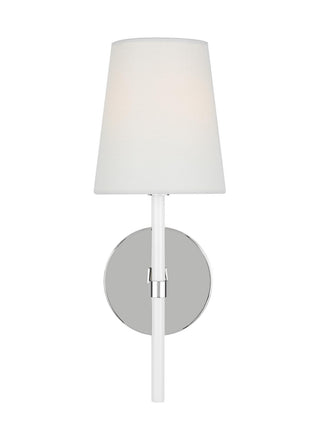 Buy polished-nickel-with-white-linen-glass Monroe Outdoor (Damp) Sconce by Visual Comfort Studio