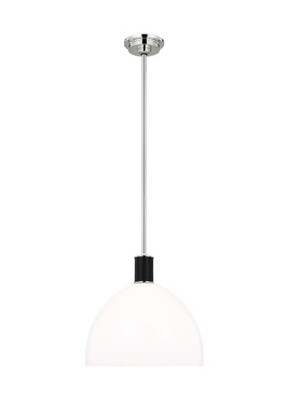 Buy polished-nickel-with-milk-white-glass-and-white-shade Hadley Outdoor (Damp) Pendant by Visual Comfort Studio