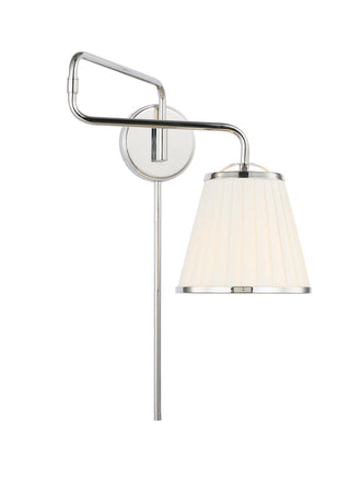 Buy polished-nickel-with-white-linen-pleated-glass-and-white-shade Esther Outdoor (Damp) Sconce by Visual Comfort Studio
