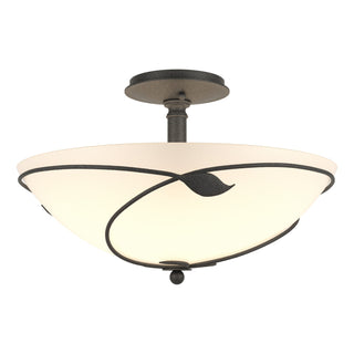 Buy natural-iron-with-opal-glass-gg-glass-and-opal-shade Leaf Flush Mount Ceiling Light by Hubbardton Forge
