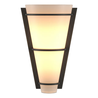 Buy natural-iron-with-opal-glass-gg-glass-and-white-shade Half Cone Sconce by Hubbardton Forge