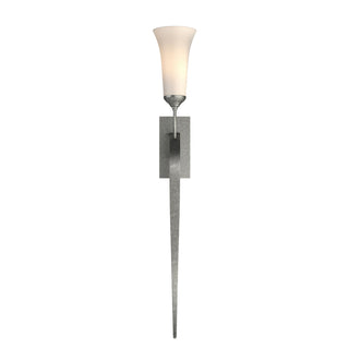 Buy natural-iron-with-opal-glass-gg-glass-and-opal-shade Sweeping Taper Sconce by Hubbardton Forge