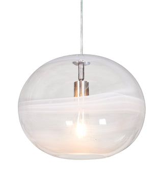 Buy satin-nickel-with-clear-glass-and-clear-shade Geno Outdoor (Damp) Pendant by Besa