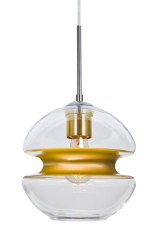 Buy satin-nickel-with-gold-glass Hula Outdoor (Damp) Pendant by Besa