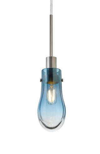 Buy satin-nickel-with-blue-glass Wish Outdoor (Damp) Pendant by Besa