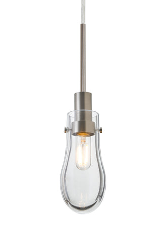 Buy satin-nickel-with-clear-glass-and-clear-shade Wish Outdoor (Damp) Pendant by Besa