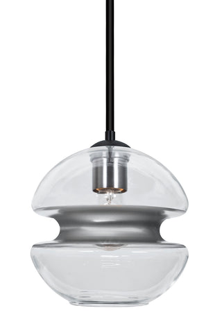 Buy black-with-silver-glass-and-silver-gray-shade Hula Outdoor (Damp) Pendant by Besa