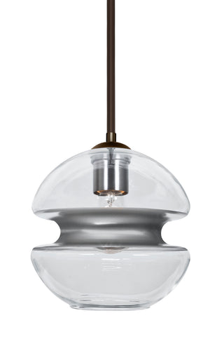 Buy bronze-with-silver-glass-and-silver-gray-shade Hula Outdoor (Damp) Pendant by Besa