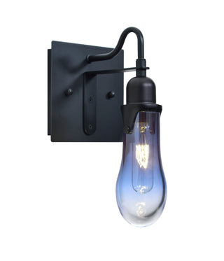 Buy black-with-blue-glass-and-blue-shade Wish Outdoor (Damp) Sconce by Besa