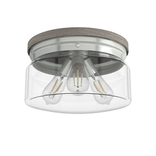 Buy brushed-nickel-with-clear-glass-and-clear-shade Devon Park Flush Mount Ceiling Light by Hunter