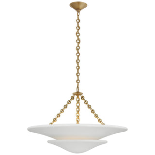 Buy hand-rubbed-antique-brass-with-plaster-white-glass-and-white-shade Mollino Outdoor (Damp) Chandelier by Visual Comfort Signature